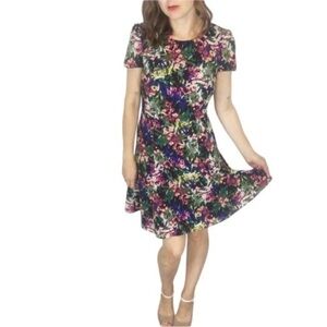 J. CREW Floral Short Sleeve Fit n Flare Dress